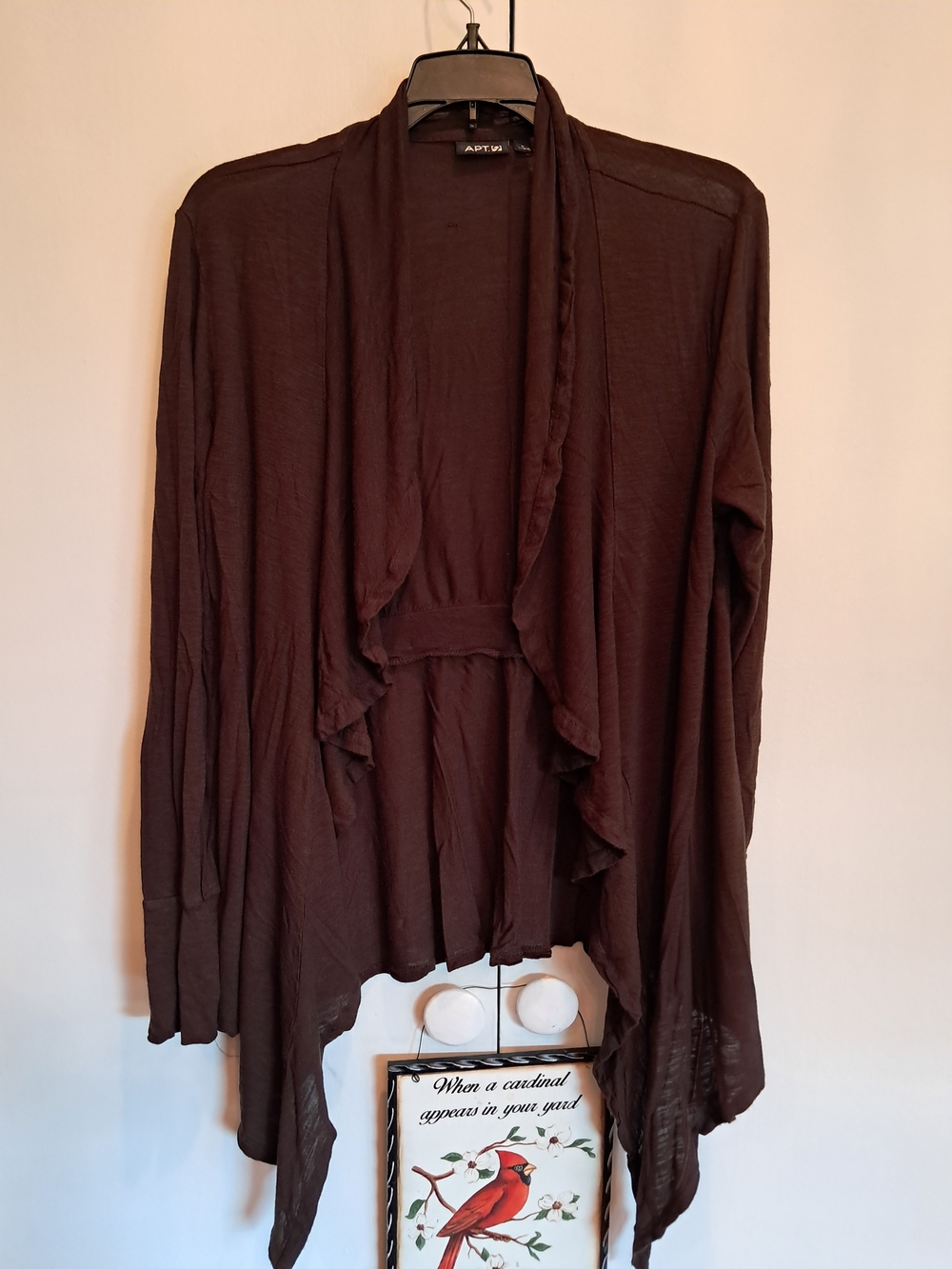 Apt. 9 Women's Dark Brown Open-Front Draped Cardigan